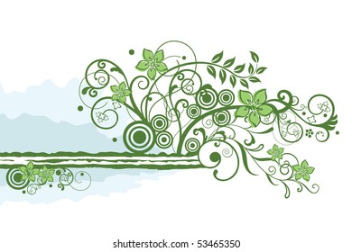 Green floral border element