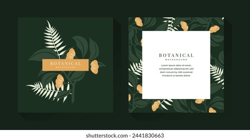 Green Floral Botanical Illustration Background