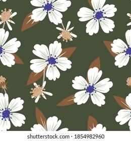 Green Floral botanical seamless pattern background suitable for fashion prints, graphics, backgrounds and crafts