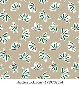 Green Floral botanical seamless pattern background suitable for fashion prints, graphics, backgrounds and crafts