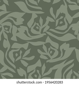 Green Floral botanical seamless pattern background suitable for fashion prints, graphics, backgrounds and crafts