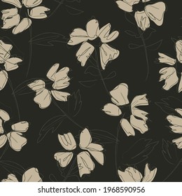 Green Floral botanical seamless pattern background suitable for fashion prints, graphics, backgrounds and crafts