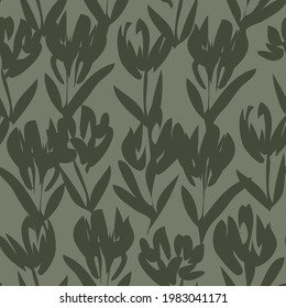 Green Floral botanical seamless pattern background suitable for fashion prints, graphics, backgrounds and crafts