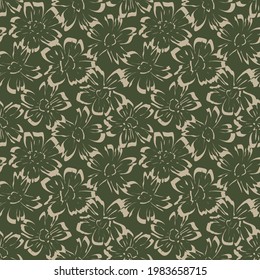 Green Floral botanical seamless pattern background suitable for fashion prints, graphics, backgrounds and crafts