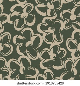 Green Floral brush strokes seamless pattern background for fashion prints, graphics, backgrounds and crafts