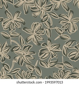 Green Floral brush strokes seamless pattern background for fashion prints, graphics, backgrounds and crafts