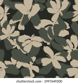Green Floral brush strokes seamless pattern background for fashion prints, graphics, backgrounds and crafts
