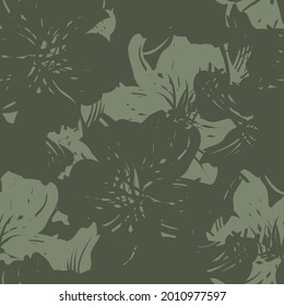 Green Floral brush strokes seamless pattern background for fashion prints, graphics, backgrounds and crafts