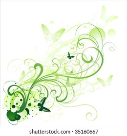 tarjeta floral verde