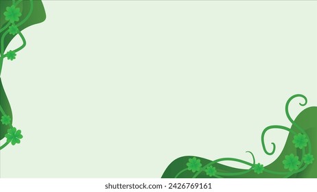 floral verde de la hoja de trébol de trébol con fondo verde abstracto de la naturaleza. copiar área de espacio para texto personalizado o presentación, imprimir y anuncio plantilla ilustración vectorial