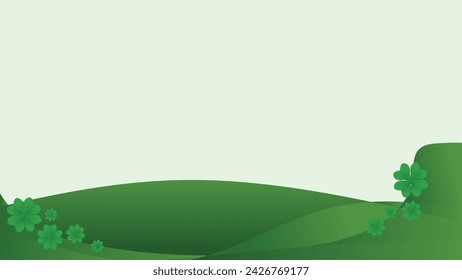 floral verde de la hoja de trébol de trébol con fondo verde abstracto de la naturaleza. copiar área de espacio para texto personalizado o presentación, imprimir y anuncio plantilla ilustración vectorial