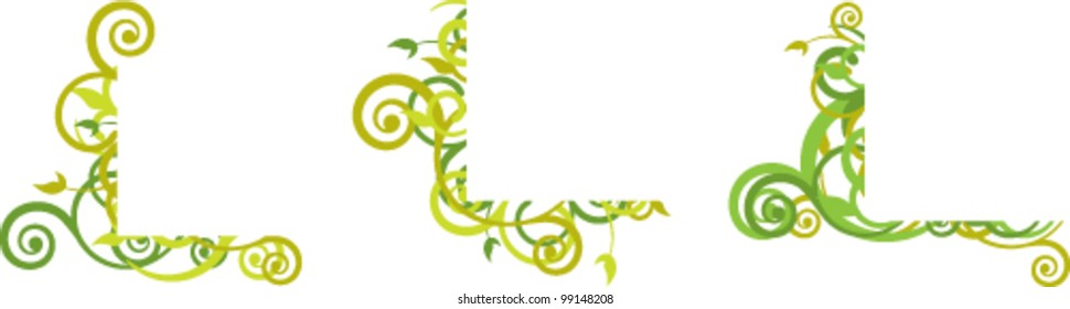 green floral corner with curls