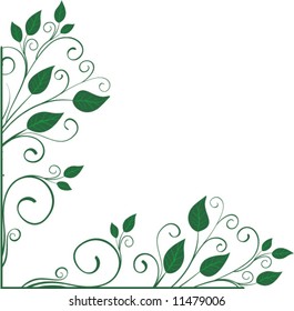 green floral corner - vector