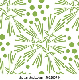 Green floral, dandelion seamless pattern background vector illustration. Spring ecology trendy color 2017, greenery wallpaper design.