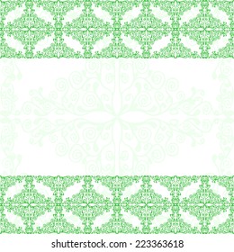 Green floral flyer background for your design. Vector illustration.