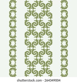 Green floral folk pattern - vector illustration.