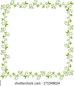 green floral frame with leaves