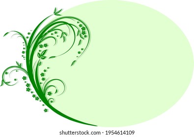  Green floral frame with leaves and flowers