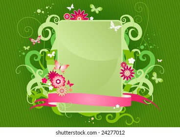 Marco floral verde con espacio para texto