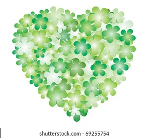 Green floral from heart; Vector