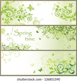 Green floral horizontal banners