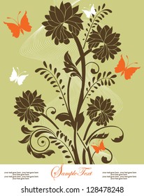 green floral invitation card with place for text