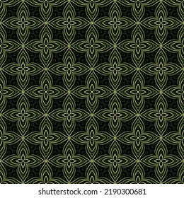 green floral and leaf ikat fabric ethnic illustration pattern backgrouind, abstract decoration fashion botanical design.