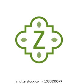 Green Floral Letter Z Logo