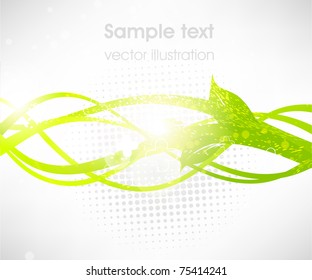 Líneas florales verdes. Fondo vector abstracto para el diseño de verano