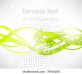 Green floral lines. Abstract vector background for summer design