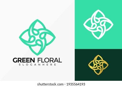 Green Floral Luxury Logo Vector Design. Abstract emblem, designs concept, logos, logotype element for template.