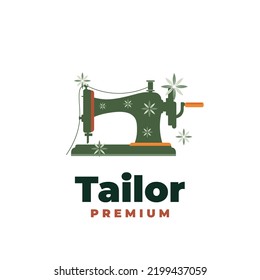 Ilustración del logotipo del vector de la máquina floral verde