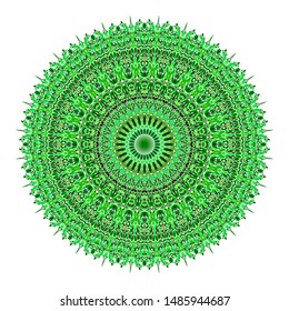 Green floral mandala - abstract circular vector graphic design
