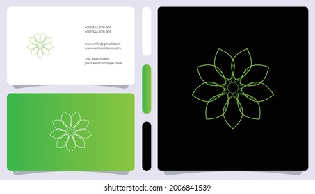 Green floral nature logo and business card