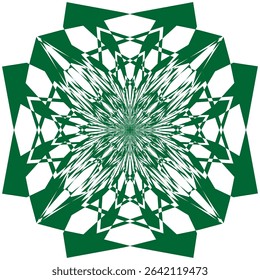 Green floral ornament. Intricate leaf pattern. Nature design symbol. Vector art shape.