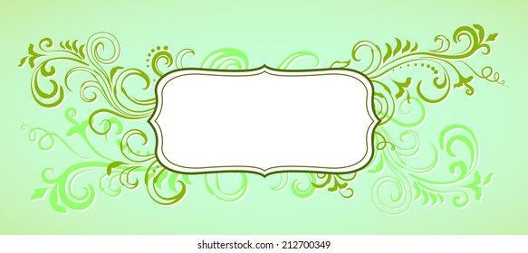 Green floral ornamental frame.