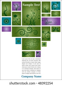 Green, floral page layout design with space for your text