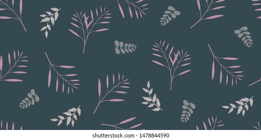 green floral pattern. autumn pattern. herbs and flowers outlines vector seamless pattern.