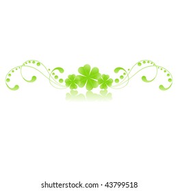 green floral pattern with clover leafs isolated on white background
