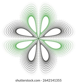 Green floral pattern. Drop shaped vector. Symmetric soft ornament. Decorative form style.