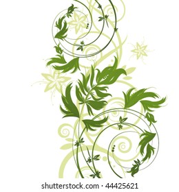 Green floral pattern on white background