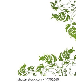 Green floral pattern on white background
