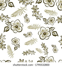 Green Floral Pattern Seamless Vector Illustrator. Great for fabrics, textiles, wallpapers, backgrounds, 