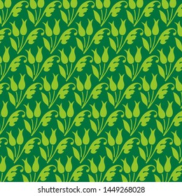 Green floral pattern vector tropical background, banners, Placards, Posters, Flyers. Trendy Ornament for fabric, wallpaper, packaging, wrapping, decorative print, and wall.