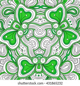Green floral pattern. Zentagle. Ccoloring page, adult coloring book.