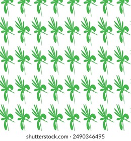 Green Floral Patterns with White Background