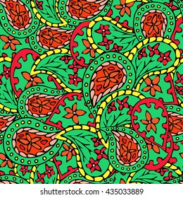 Green floral print for textile or background
