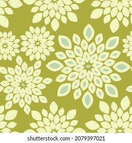Green Floral Repeat Pattern Background