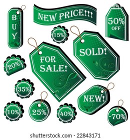 Green Floral Sales Tags