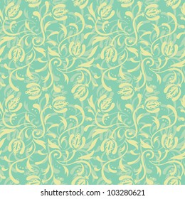 Green floral seamless pattern
